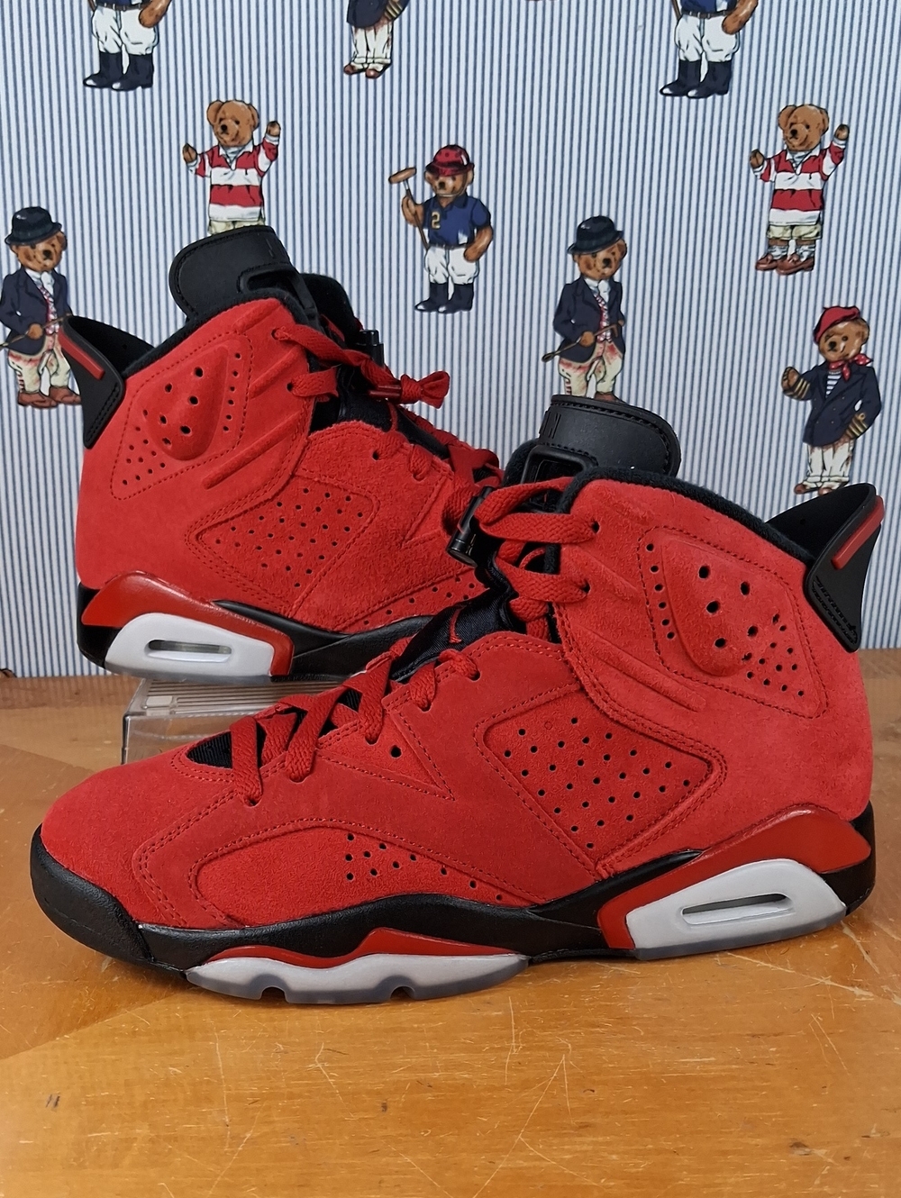 Nike Air Jordan 6 Retro Toro Bravo Varisty Red & Black Suede Sz 8 Sneakers Shoes